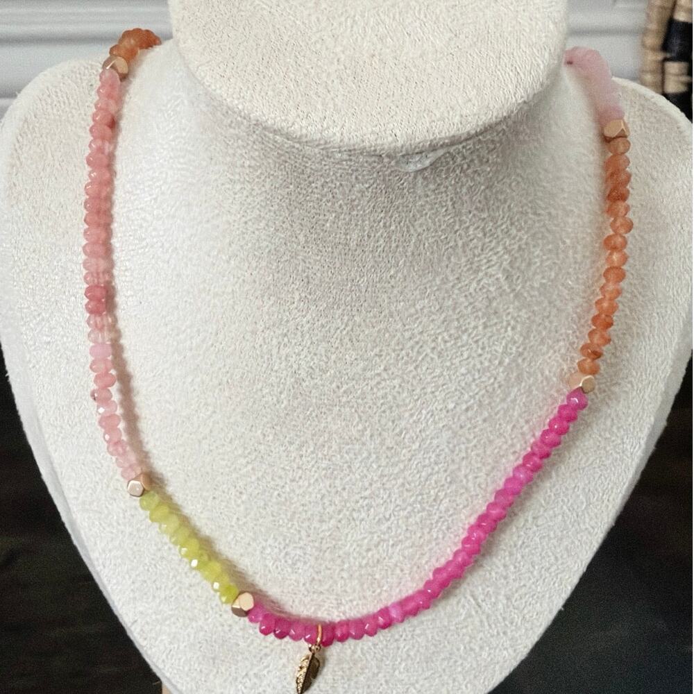 Second Bloom Studio Artisan Rainbow Agate Wrap Necklace 24.25" Bracelet Gold
